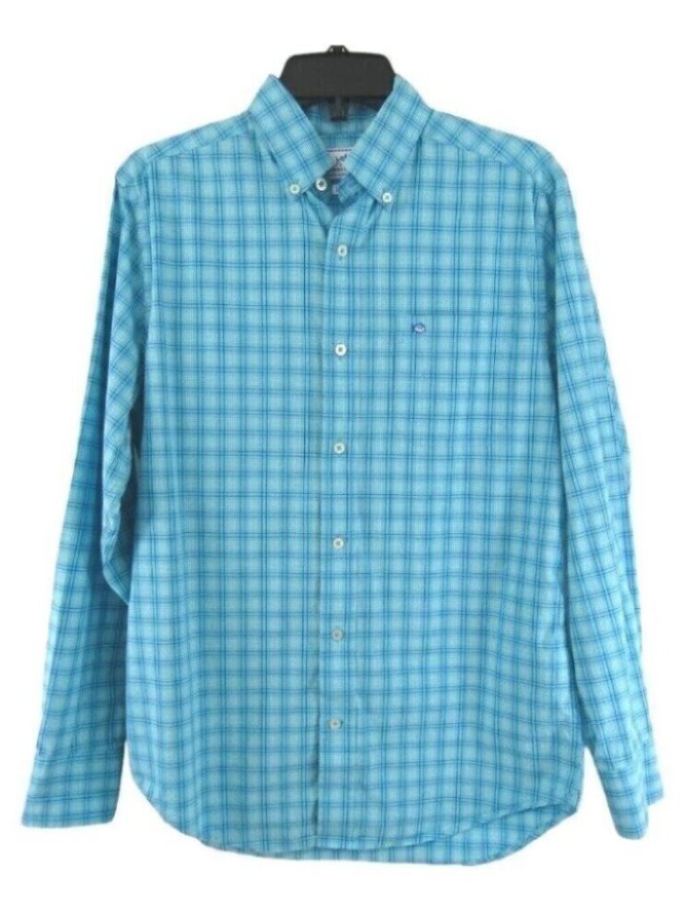 Southern Tide Trim Fit Blue Green Plaid Long Sleeve Button Down Shirt Size S